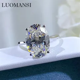 Cluster Rings Luomansi 10 5ct Oval Super Flash Big Diamond Ring 100%-S925 Серебряное серебро 18K Золото.