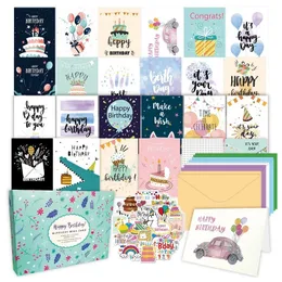 Greeting Cards 50pcs/set Happy Birthday Card Assorted Greeting Card With Envelopes And Stickers Folded Gift Card For Kids Adults Party Supplies 230720