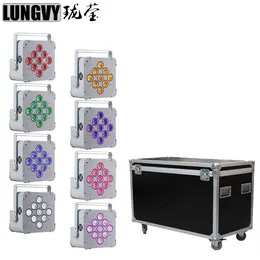 8PCSフライトケース9x18W RGBWA UV 6IN1バッテリー搭載ワイヤレスDMXステージLED PAR LIGHT UPLIGHT2644Y