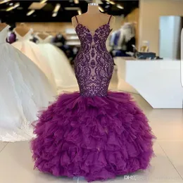 Реал PO TULLE GOTHIC LACE MERMAID Purple Wedding Frings Abiti Da Sposa 2019 Китай дешевые свадебные свадебные платья269W