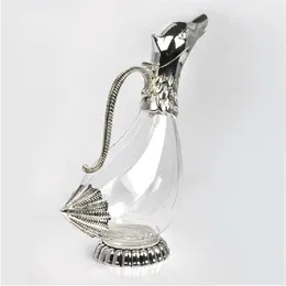 Originalità design decanter in vetro finitura argento moderno decanter a forma di anatra come regalo per la famiglia o gli amici184K
