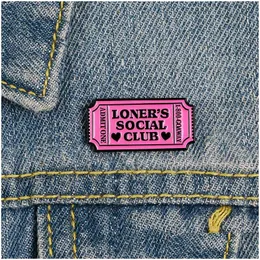 Pins broszki broszki z samotnym klubem towarzyskim przyciskiem Button Beton Cartoon Biżuter