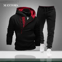 Erkek Hoodies Sweatshirts 2023 Erkekler Sıradan Takipler Bahar Sonbahar Erkekler Spor Giyim Setleri Hoodies+Pantolon Takım Erkek koşu kapüşonlu spor kıyafetleri L230721