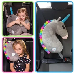 Plush Pillows Cushions Cute Cartoon Car Sefety Seat Belt Cover Child Unicorn Pillow Seat Belt Shoulder Pad Protection Plush Padding Car Accessories 230720