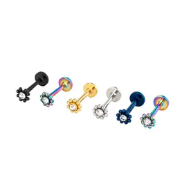 Lippen-Ohrstecker, Labret-Stab, klarer CZ-Stein, runde Kugel, Monroe-Tragus-Piercing, Stahlknorpel, 16 g, Ohrspirale, Ohrring 340er