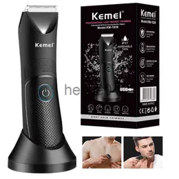 Clippers Trimmers Kemei Wet Dry Groin Body Trimmer For Men Women Electric Face Beard Hair Trimmer Rechargeable Pubic Ball Shaver Body Groomer x0728