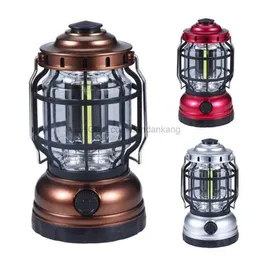 USB Rechargeable lanterns Led Light Tube Night Market Lights portable waterproof vintage Dimming lantern emergency lighting outdoor camping tent lamp