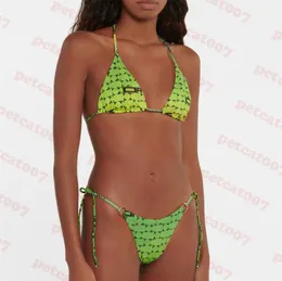 Arrow Print Bikini Womens Swimwear Trendy Green Swimsuit Tie Up Bathing Suit Summer Beach Swim Wear