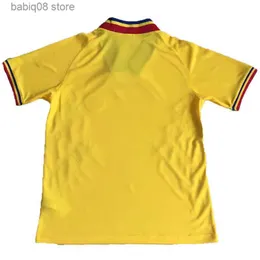ファントップスティー1994ルーマニアナショナルチームメンズサッカージャージHagi Raducioiu Popescu Romania home yellow Away Red Retro Football Shirt Short Sleeve T230720