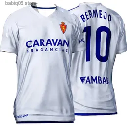 Fans toppar tees 2023 24 Real Zaragoza Bermejo Mens Soccer Jerseys Puche Frances Francho Nieto Home White Short Sleeve Football Shirts Uniforms T230720