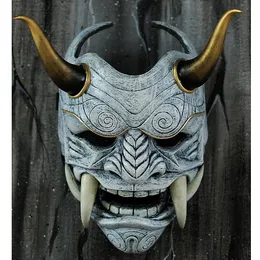 Maski imprezowe maska ​​na nakrycia głowy oni samuraj krowa diabeł fangs japońskie kostiumy cosplay rekwizyty halloween horror dekoracje domowe 230721