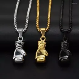Hänghalsband mini boxning handskar kreativt nuvarande halsband för män unisex choker rostfritt stål kedja uttalande coola smycken