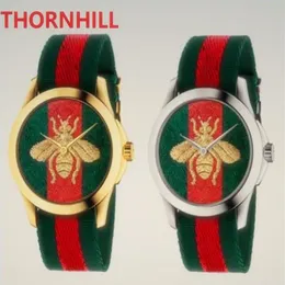 Luxury Snake Bee Tiger Skeleton Watches Women Nylon Leather Quartz Wristwatch for men High Quality Gift287p