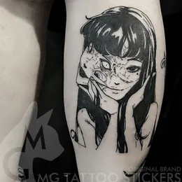 5 Pieces Japanese Dark Comic Evil Kawakami Tomie Double-sided Girl Temporary Fake Tattoo Sticker