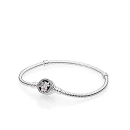 Authentic 925 Sterling Silver Poetic Blooms Enamels Clear Cz Bracelet Fits European Pandora Style Jewelry Charms Beads Bracelets256h