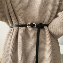 Cintos com nó na cintura PU pequena fivela de disco em forma de U Moda suéter vintage vestido feminino bainha terno acessórios para cinto