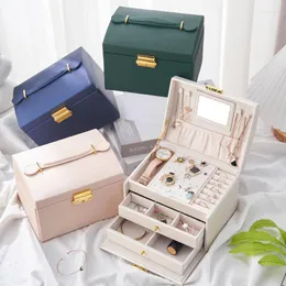 Schmuckbeutel, verspiegelte Box, Organizer für Damen und Mädchen, mit Schlossgriff, Schmuck, Geschenk, Ohrring, Ring, Halskette, Juwelen-Aufbewahrungskoffer