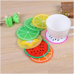 Mats Pads Creative Antiscivolo Heat Insation Cup Sile Fruit Shape Coaster Table Decoration Jelly Color Coffee Cups T9I002381 Drop Del Dhb3X