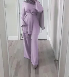 Roupas étnicas 2 peças Dubai Abaya Turco Hijab Muçulmano Dres Kaftan Grote Islâmica Maten Damas Kleding Conjunto Femme Musulmane 230720