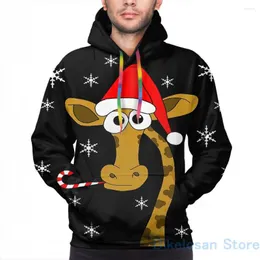 Men's Hoodies Mens Sweatshirt For Women Funny Christmas Giraffe Print Casual Hoodie Streatwear