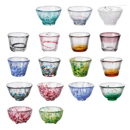 Weingläser, handgefertigtes Glas, kleine bunte Sets, Sake-Becher, Janpanese-Stil, Wasserflasche, Glaswaren zum Trinken