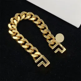 Gap Letter Hollow Charm Bracelets for Lady Thick Gold Border Bracelets Heavy Chain Women Buckle Short Exaggerated Style Jewelry