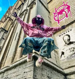 Мужские толстовок толстовок Y2K Zip Up Hoodie Мужчина готическая вышивка Harajuku Fashion Streetwear Женщины негабаритные толстовки паука