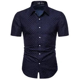Men's Casual Shirts M-5XL Dot-Print Business Casual Shirts for Summer Short Sleeve Regular Large Size Formal Clothing Mens Office Button Up Blouses 230721