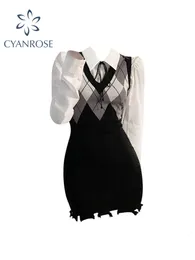 Basic Casual Dresses Preppy Style Sleevless Knit Dress Argyle Heart Pattern V neck Korean Fashion Tight Mini For Women Vest Knitwear 230720