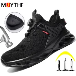 Safety Shoes Rotating Button Safety Shoes Men Anti-smash Anti-puncture Work Shoes Protective Sneakers Men Indestructible Shoes Work Boots Men 230720