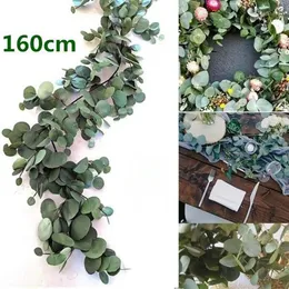 Guirlanda de eucalipto artificial 160 cm pendurada em vime para casamento verde folha de salgueiro centro de mesa festa el café decoração novo193 w