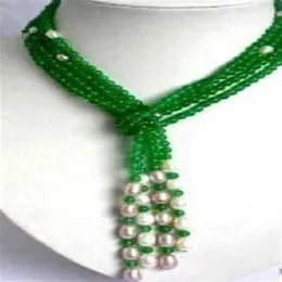 6mm Jade Verde Blanco Perla Bufanda Forma Collar 50 SS0252924