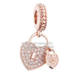 Новый 2017 розовый золото Love Lock Cz Dangle Beads For Pandora Bracelets Bears Beaders Make2102