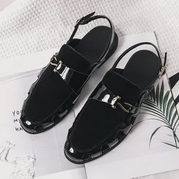 Sandals Men Male Summer Breathable Hollow Buckle Formal For Black White Size 38-46