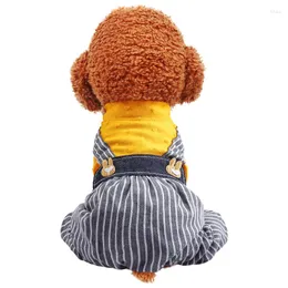 Dog Apparel Clothes Turmeric Striped Overalls Fit Small Puppy Pet Cat All Season Cute Costume Fashion Coat