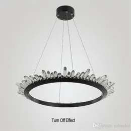 Lustre En Cristal De Luxe LED Éclairage Cristaux Ronds Pendentif Lampe Suspension Noire pour Salon Décoration De La Maison Lustres De 245y