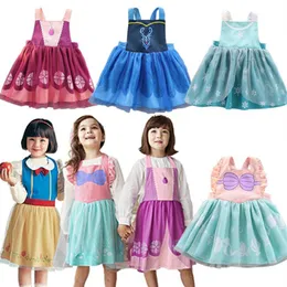 Inteiro 2019 novo para crianças à prova d'água vestido de avental meninas desenhos animados princesa desenho macacão vestido geral 2-7 anos E1119255r