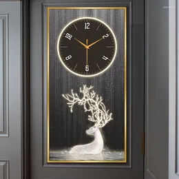 Relógios de parede 40 80 cm alce liga de alumínio relógio pendurado cristal porcelana pintura sala de estar decoração