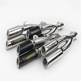 38-51 mm Universal Motorcycle Exhaust Pipe Double-outlet Exhaust Muffler Pipe Slip On Dirt Street Bike Motorcycle319b
