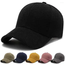 Ball Caps Stylish Army Green Yellow Winter Warm Corduroy Baseball Cap For Men Women Solid Color Snapback Hip Hop Bone Trucker Hat