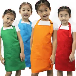 New Kids Apron Child Painting Cooking Baby Pinafore Solid Color Kitchen Toddler Clean Aprons246d