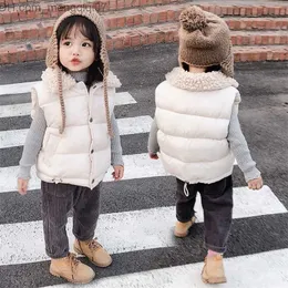 Waistcoat Children Cotton Vest Turn-down Collar Kids Winter Clothes Solid Color Sleeveless Waistcoats For Girls Boys Soft Outerwear Casual 220812 Z230721