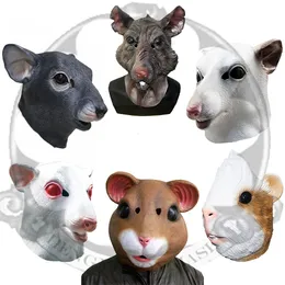 Maski imprezowe Realistyczne maska ​​myszy Halloween dla zwierząt szczur cosplay pełna twarz lateksowy zoo Fancy Dress Costume Rekwizyty dla dorosłych 230721