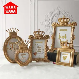 European Golden Crown Po Frame Creative Harts Picture Desktop Frame Luxury Po Frame For Wedding Home Decorative Gift Craft SH190913225