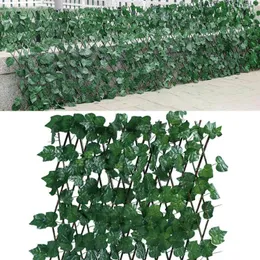 Dekorativa blommor 1 st konstgjorda murgröna lämnar staket trädgårdsvisning expanderande trellis integritet skärm hall vardagsrum dekoration