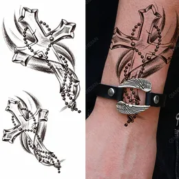 1pc män vattentäta tillfälliga tatueringar klistermärken kropp hand handled cool hipster svart christ cross washable