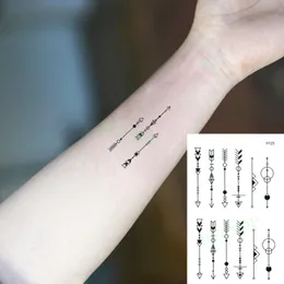 Vattentät tillfällig tatuering klistermärke pil geometrisk cirkel element blixt tatoo falska tatueringar för män kvinnor