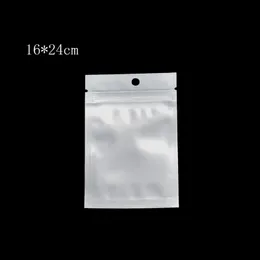 100st Lot 16 24 cm Clear Front Poly Livsmedelspaket Paket med zip -låsspåsar Transparent Zip Lock Plast Packing Bag Självförsegling med HA190i