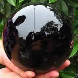 100 mm Stand- Natural Black obsydian sfera duża kryształowa kulka lecznicza 176Z