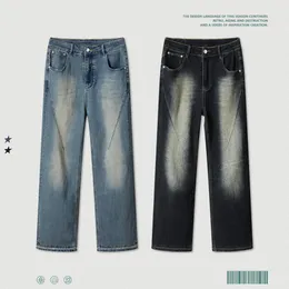 Jeans da uomo Lavaggio ad acqua danni taglio micro pantaloni da pavimento jeans la 230720